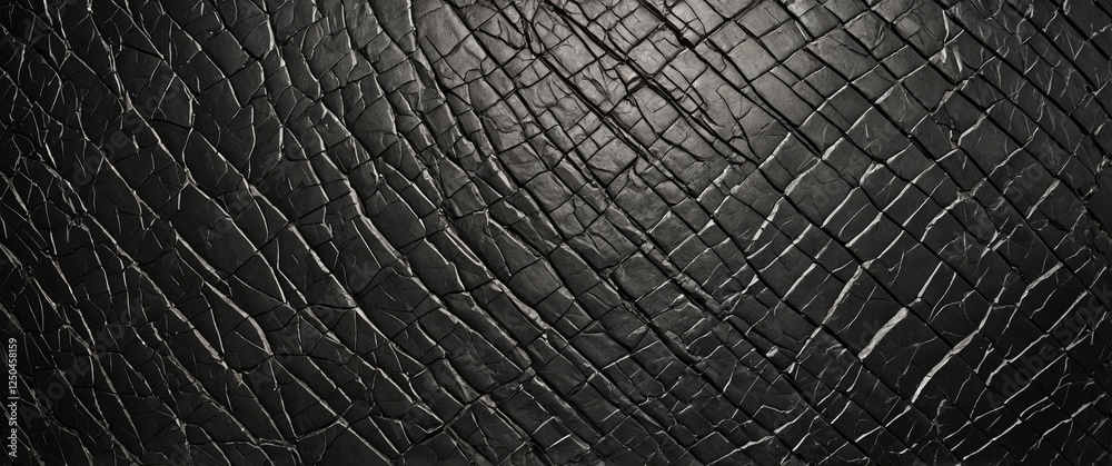 Poster cracked black leather texture background with intricate lines creating a unique visual pattern ideal