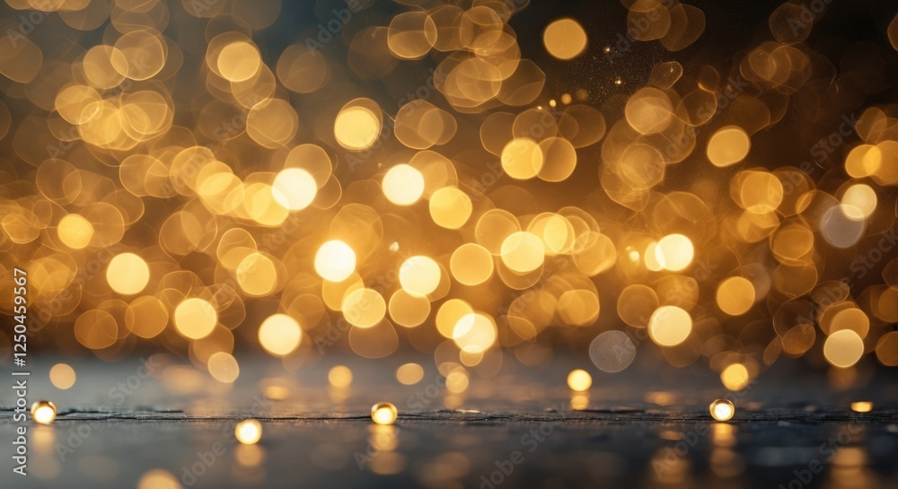 Poster golden bokeh light background with a soft gradient creating a dreamy, festive atmosphere ideal for c