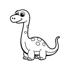 Cute Cartoon Long-Neck Dinosaur Outline – Adorable Kawaii Brontosaurus Clipart