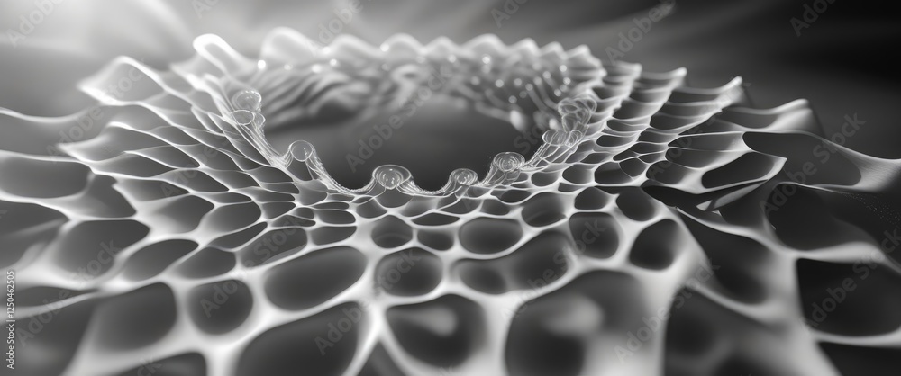 Poster radial black and white pattern with a dreamy blurry effect creating an abstract and ethereal visual 