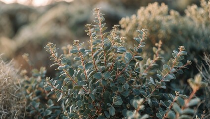 Close-up view of a wild shrub showcasing lush green leaves, ideal for textured backgrounds in nature-themed designs.