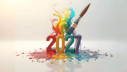Creative Happy New Year 2027 with Paint Strokes