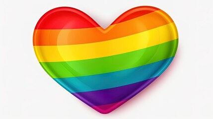 Symbol of LGBT Love rainbow heart shape on white background. Gay pride rainbow symbolic in heart shapes.