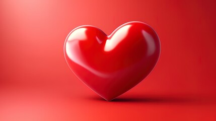 Symbol of Love and Valentine's Red heart shape isolated on red background