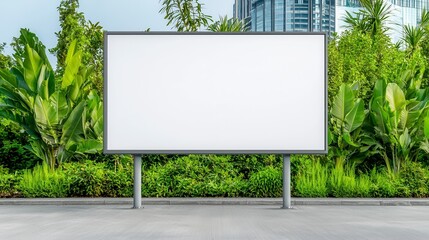 Blank white billboard mockup on a city street ready for advertisement placement and design customization
