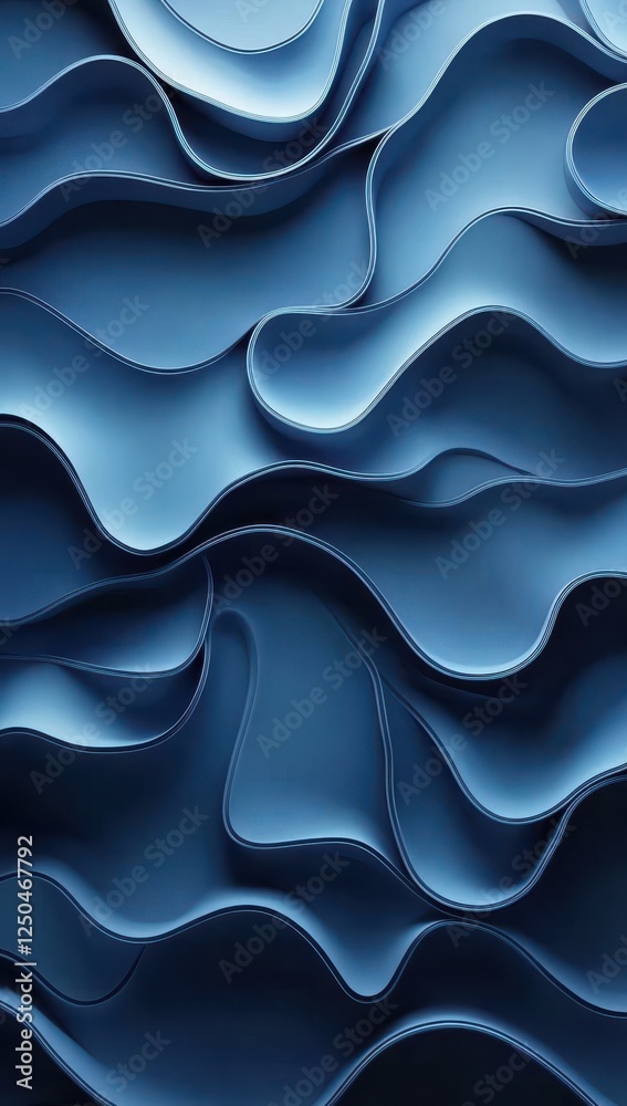 Aufkleber abstract blue wavy 3d pattern background.
