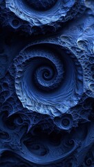 Abstract blue fractal spiral art.