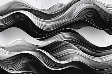 Artistic Monochrome Textured Waves with Elegant Fluid Dynamics for Web Headers and Vintage Poster Designs
