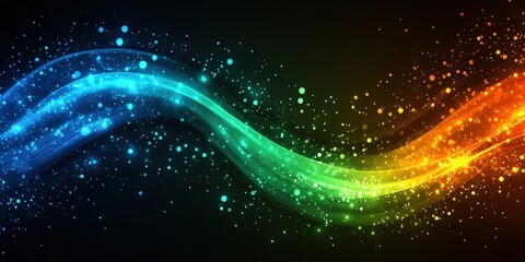 Obraz premium Dynamic Futuristic Background Featuring Colorful Waves of Light with Sparkling Particles for Modern Designs and Creative Projects
