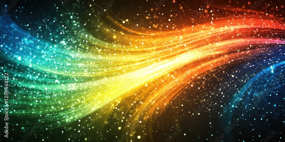 Poster dynamic futuristic background with colorful waves and sparkles for creative visual projects and desi