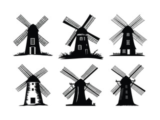 Fototapeta premium Windmill Silhouettes for Eco-Friendly Designs