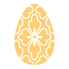 Decorative Happy Easter Egg Logo Vector with Repeating Floral Motif in White