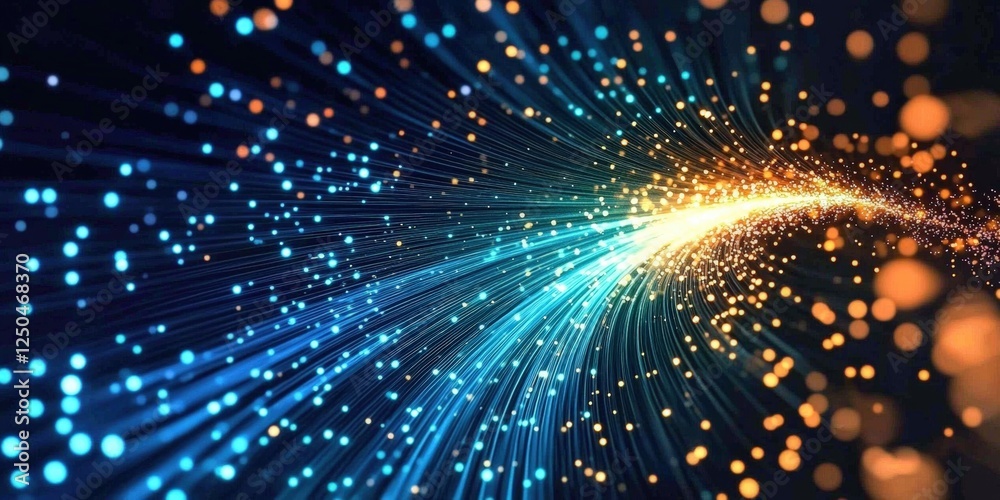 Poster dynamic futuristic background with flowing light particles in vibrant colors creating a sense of ene
