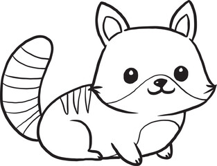 Fototapeta premium Squirrel cartoon doodle lineart minimal