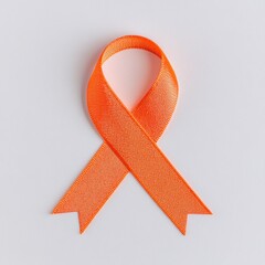 Vibrant Orange Ribbon on Gray Background for Awareness and Support