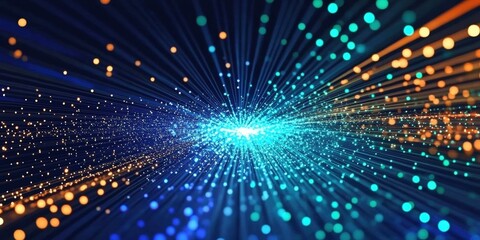 Naklejka premium Dynamic Blue and Green Light Patterns in Abstract Background for Creative Design Projects and Modern Visual Media Use