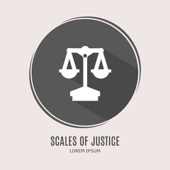 Symbol scales of justice logo. Illustration of scales of justice in flat. Stock vector.