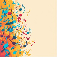 Colorful musical notes design creating a vibrant and joyful atmosphere.