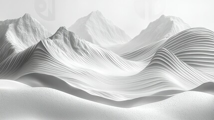 Obraz premium Abstract white layered mountains landscape background for design