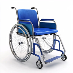 blue wheelchair isolated on white background 3d rendering