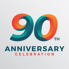 90th anniversary celebration vector template.