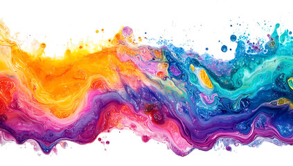 Fototapeta premium Bright colorful watercolor stain splash splatter brush stroke on white background PNG.AI GENERATED
