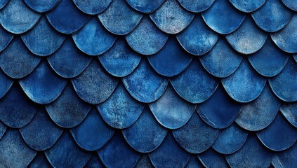 Seamless blue scale pattern texture background.
