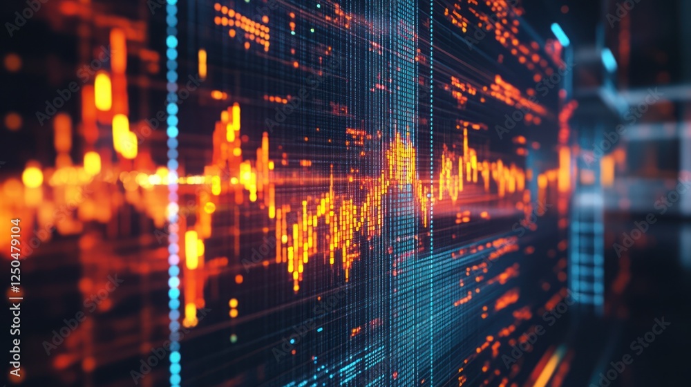 Poster abstract data visualization with dynamic lines and grids design concept
