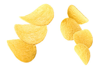 Potato chips isolated on white background, with Clipping path