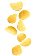 Potato chips isolated on white background, with Clipping path