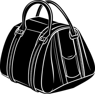 recommend clip art: Stylish Black Leather Handbag for Women – White Background