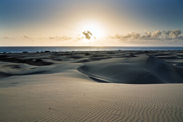 Maspalomas dunes in morning, Gran Canaria, Spain.