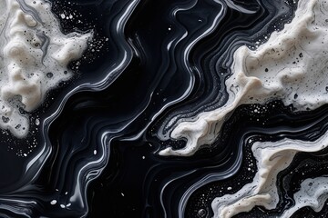 Obraz premium Off-White Flecks and Ripples on Glossy Deep Ebony Texture