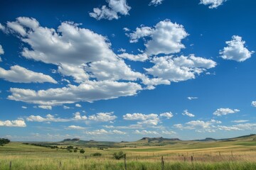 Obraz premium Scenic Prairie Landscape Under Sunny Sky