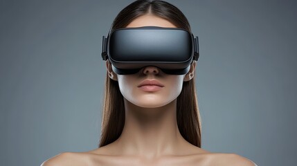 Woman Wearing Virtual Reality Glasses, Immersed in Digital Experience