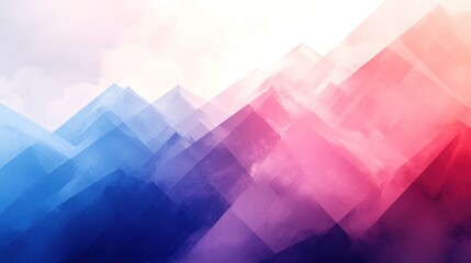 Abstract Mountain Range with Watercolor Texture and Gradient Color Palette