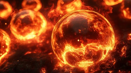 Fototapeta premium Burning Globe In Fiery Flames