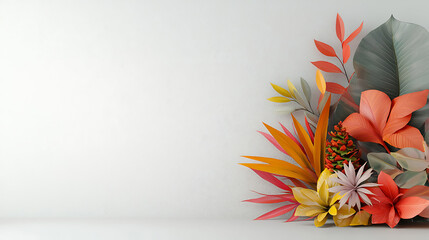 Fototapeta premium Vibrant floral arrangement minimalist studio art composition indoor close-up nature's beauty