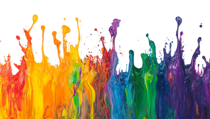 Bright colorful watercolor splash splatter stain brush strokes on white background PNG.AI GENERATED