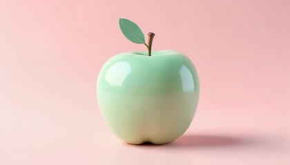 Obraz premium Mint Green Apple: A Smooth, Minimalist Still Life