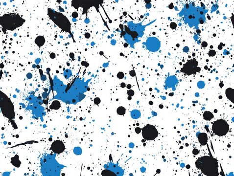 Abstract blue and black ink splatters on white background. (2)