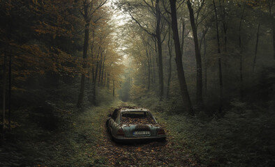 car in the woods