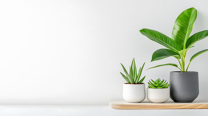Indoor plant arrangement minimalist home design decorative plants bright room close-up view greenery aesthetics