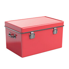 Red Metal Storage Box Container, Lockable, Portable, Carry Handle
