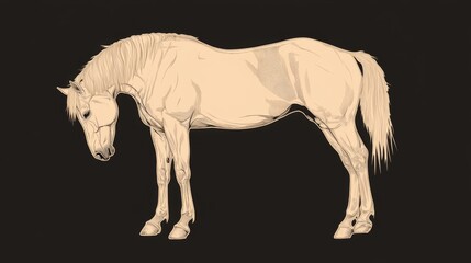 Obraz premium Palomino horse profile, pasture background, equestrian art