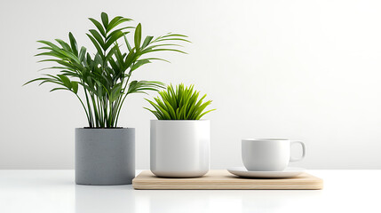 Fototapeta premium Indoor plants decoration modern home photography minimalist environment close-up view nature's touch for serenity