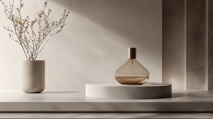 Sophisticated Perfume Bottle Display on Minimalist Podium