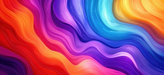 Obraz premium Colorful abstract wave patterns with vibrant hues and smooth gradients, copy space for text