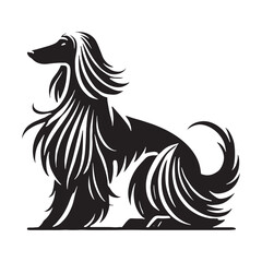 Artistic Afghan Hound silhouette for pet lovers and designers - Afghan Hound illustration - minimal Afghan Hound vector - dog silhouette
