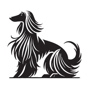 recommend clip art: Artistic Afghan Hound silhouette for pet lovers and designers - Afghan Hound illustration - minimal Afghan Hound vector - dog silhouette
                    